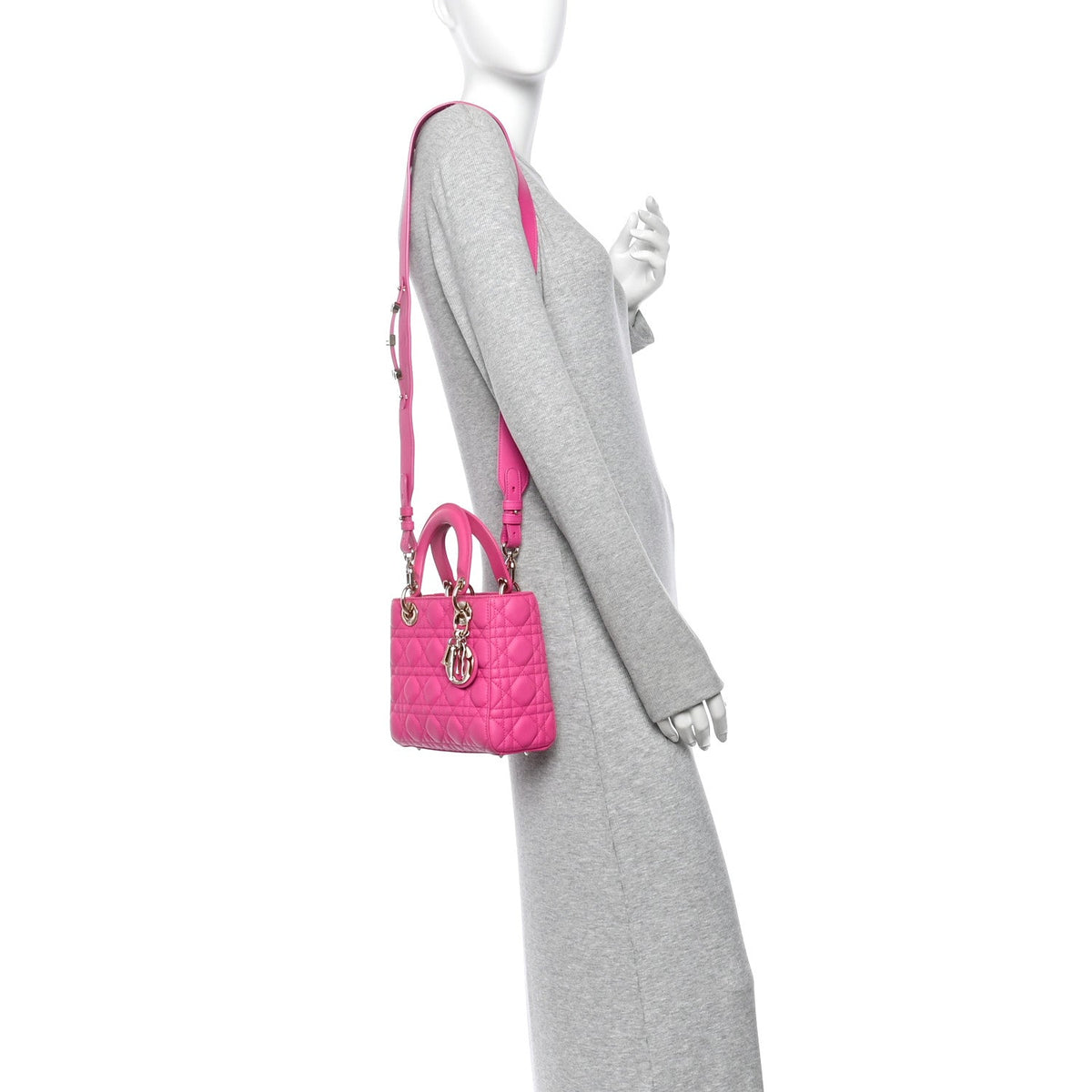 Lambskin Cannage Small My ABCDior Lady Dior Fuchsia