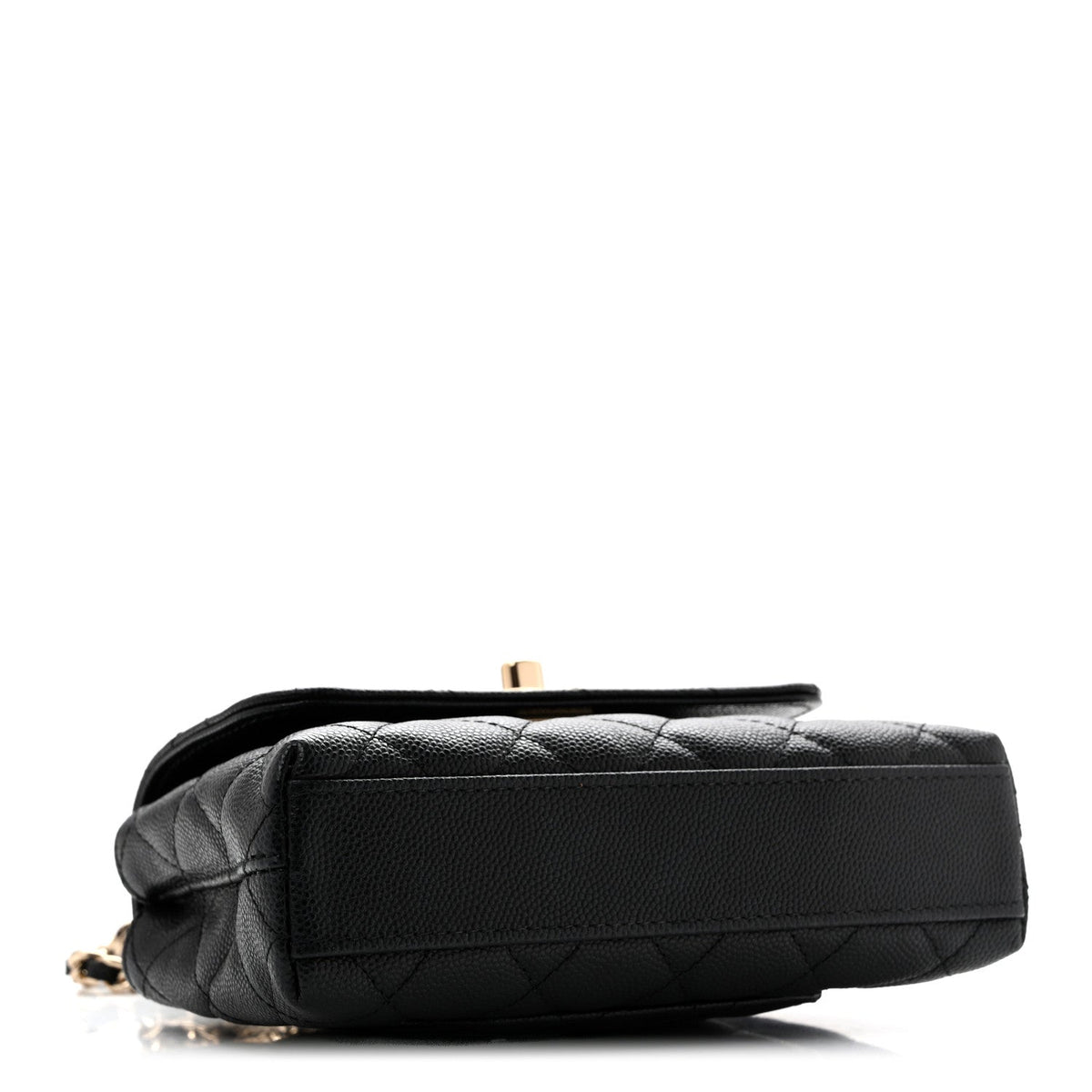 Caviar Quilted Coco Handle Clutch With Chain Black