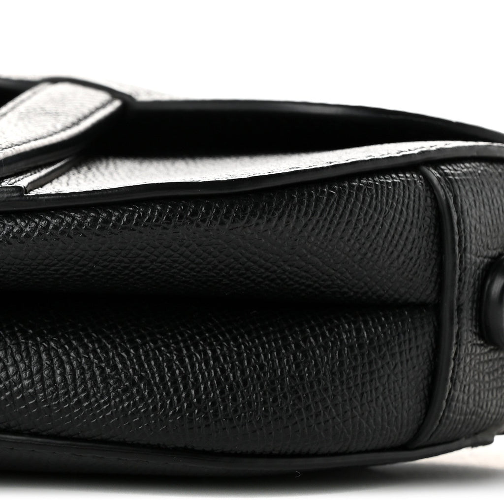 Grained Calfskin Mini Saddle Bag Black