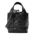 Crinkled Calfskin Macrocannage Small Toujours Vertical Tote Black