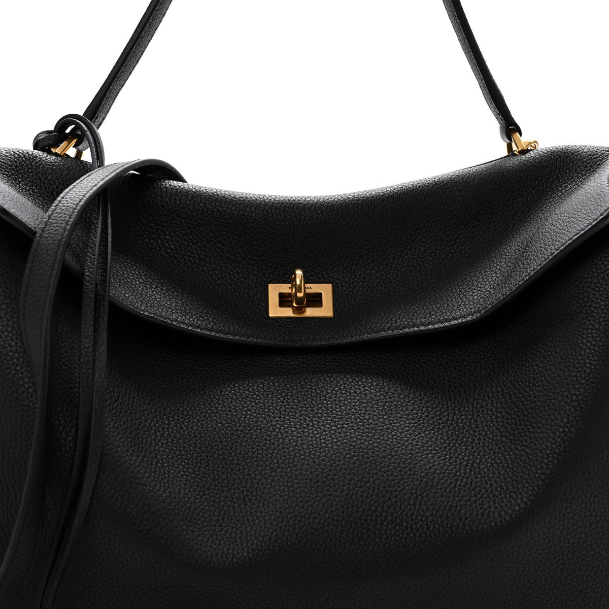 Grained Calfskin Medium Rodeo Top Handle Handbag Black