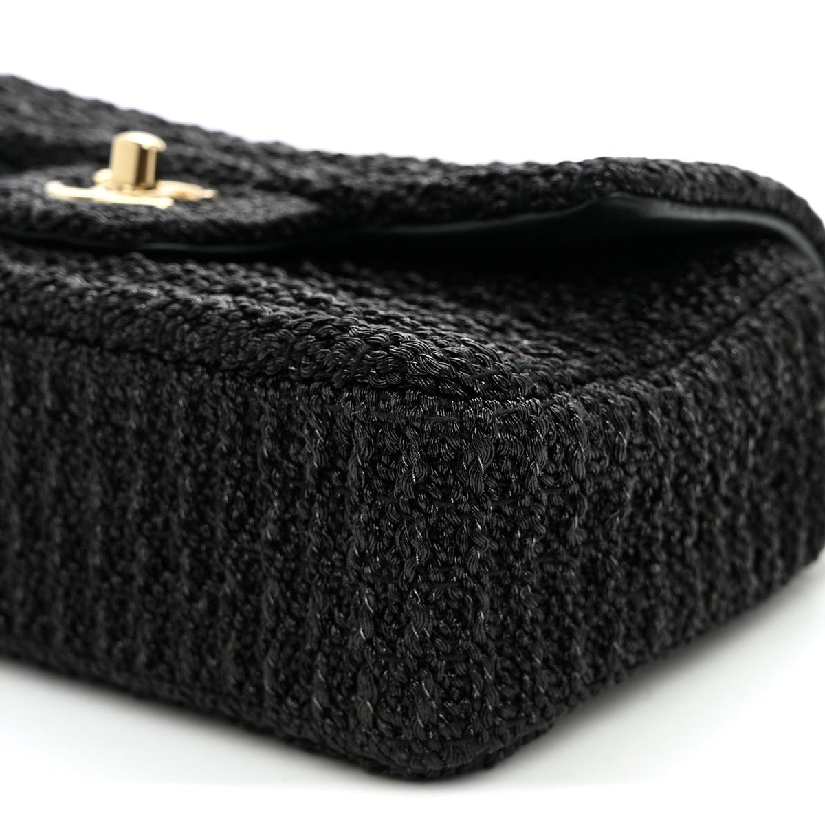 Woven Fabric Mini Rectangular Flap Black