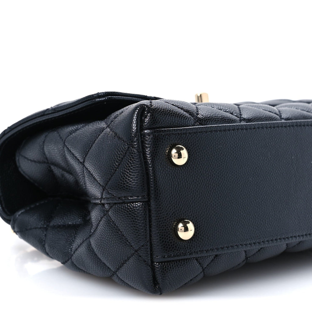 Caviar Quilted Mini Coco Handle Flap Black
