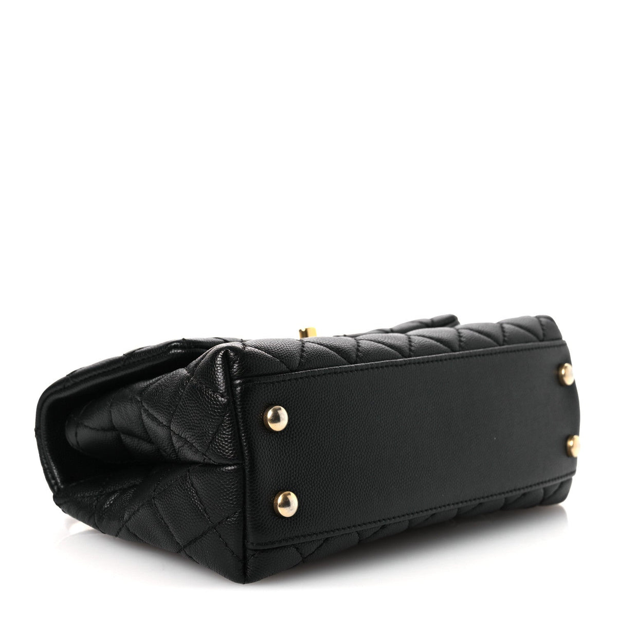 Caviar Lizard Embossed Quilted Mini Coco Handle Flap Black