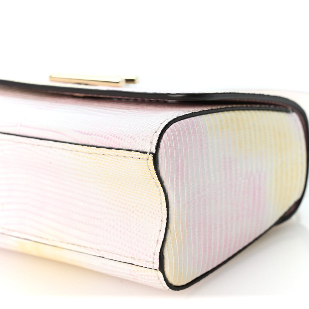 Iridescent Lizard Mini Twist Shoulder Bag Pastel Mirage