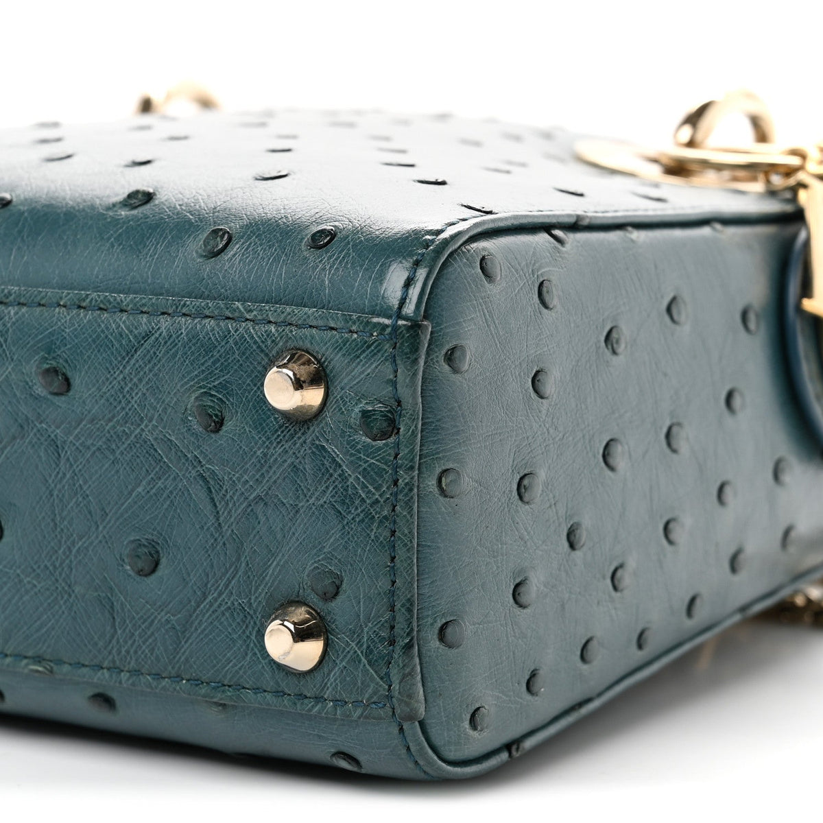 Ostrich Mini Lady Dior Blue