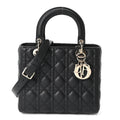 Grained Calfskin Cannage Medium Lady Dior Black