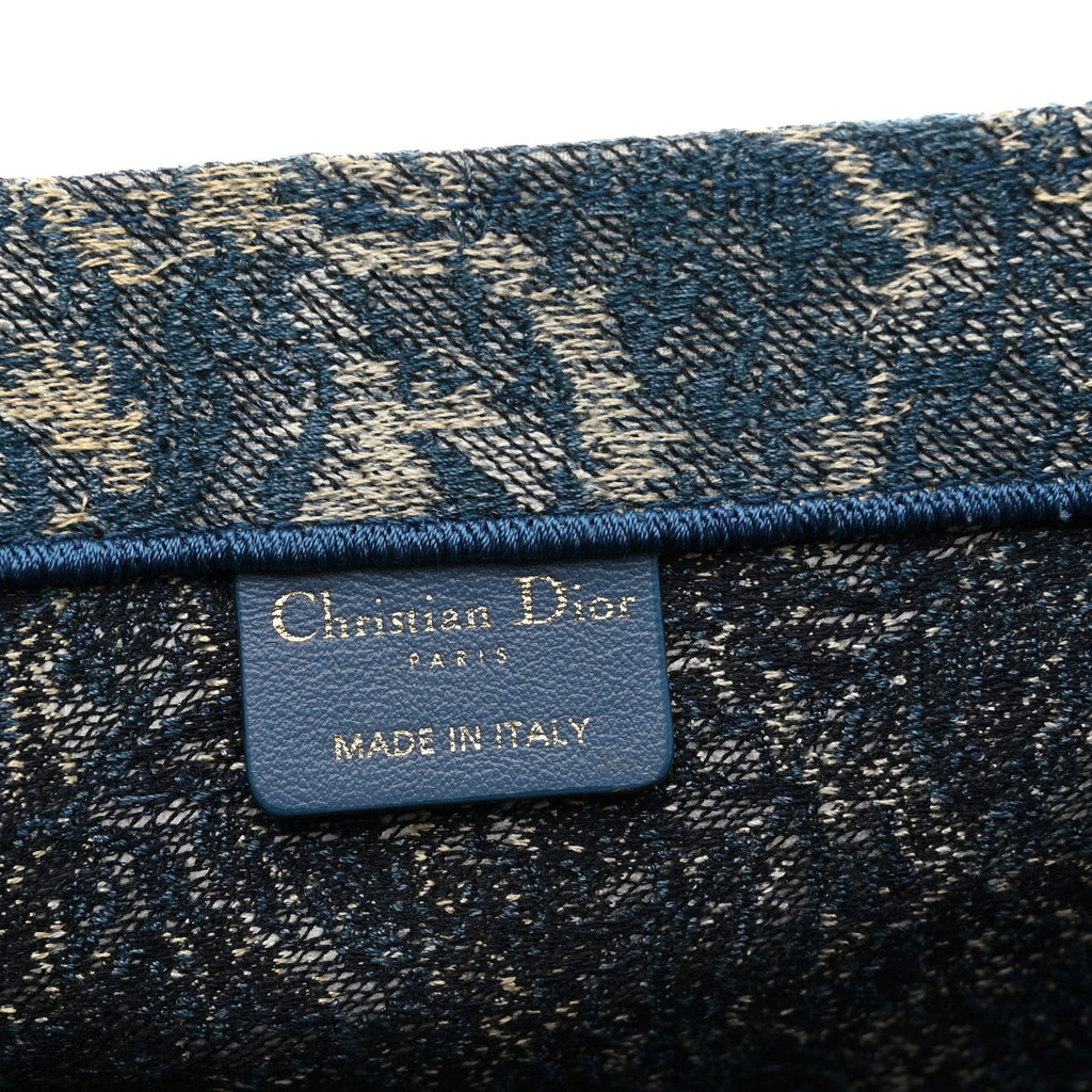 Canvas Embroidered Large Brocart Book Tote Blue