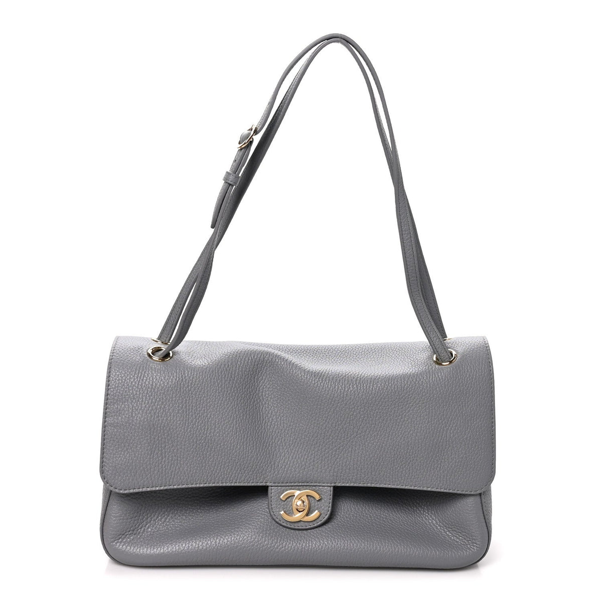 Grained Calfskin Small Souplissimo Maxi Flap Grey