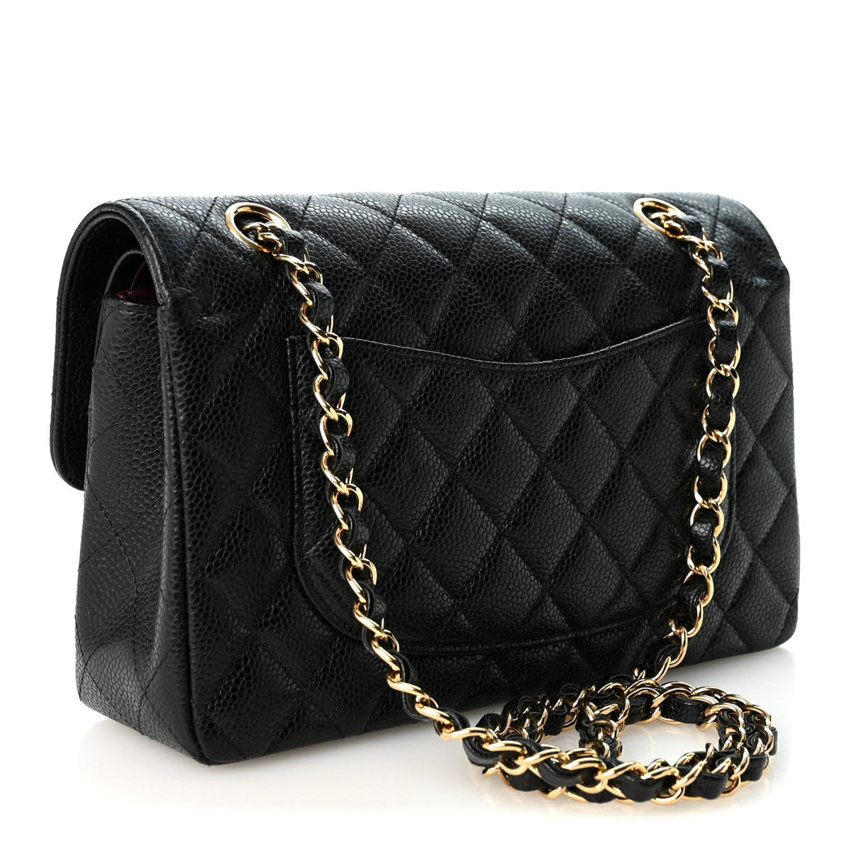 Caviar Quilted Small Double Flap Black