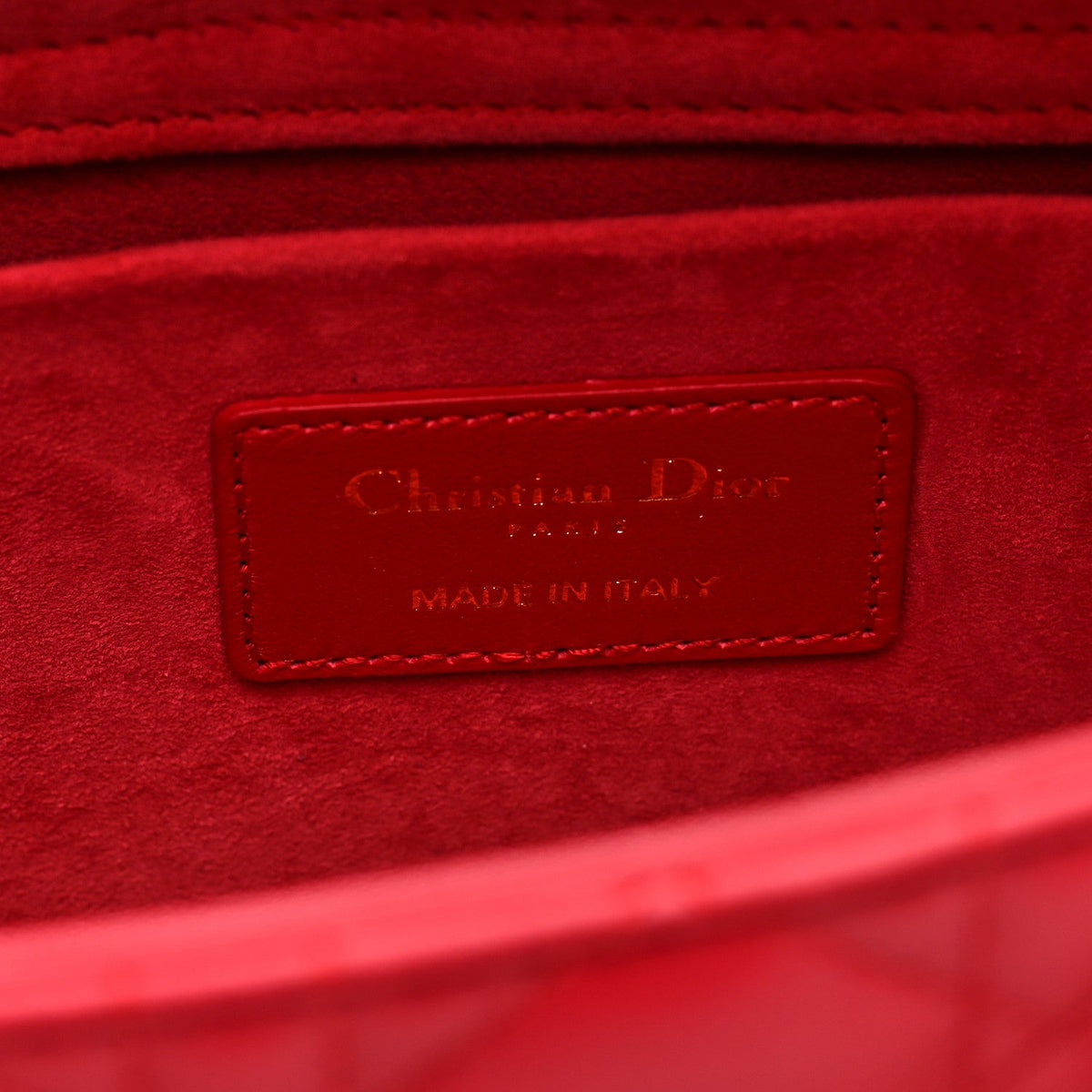 Lambskin Cannage Medium Lady D-Joy Flame Scarlet