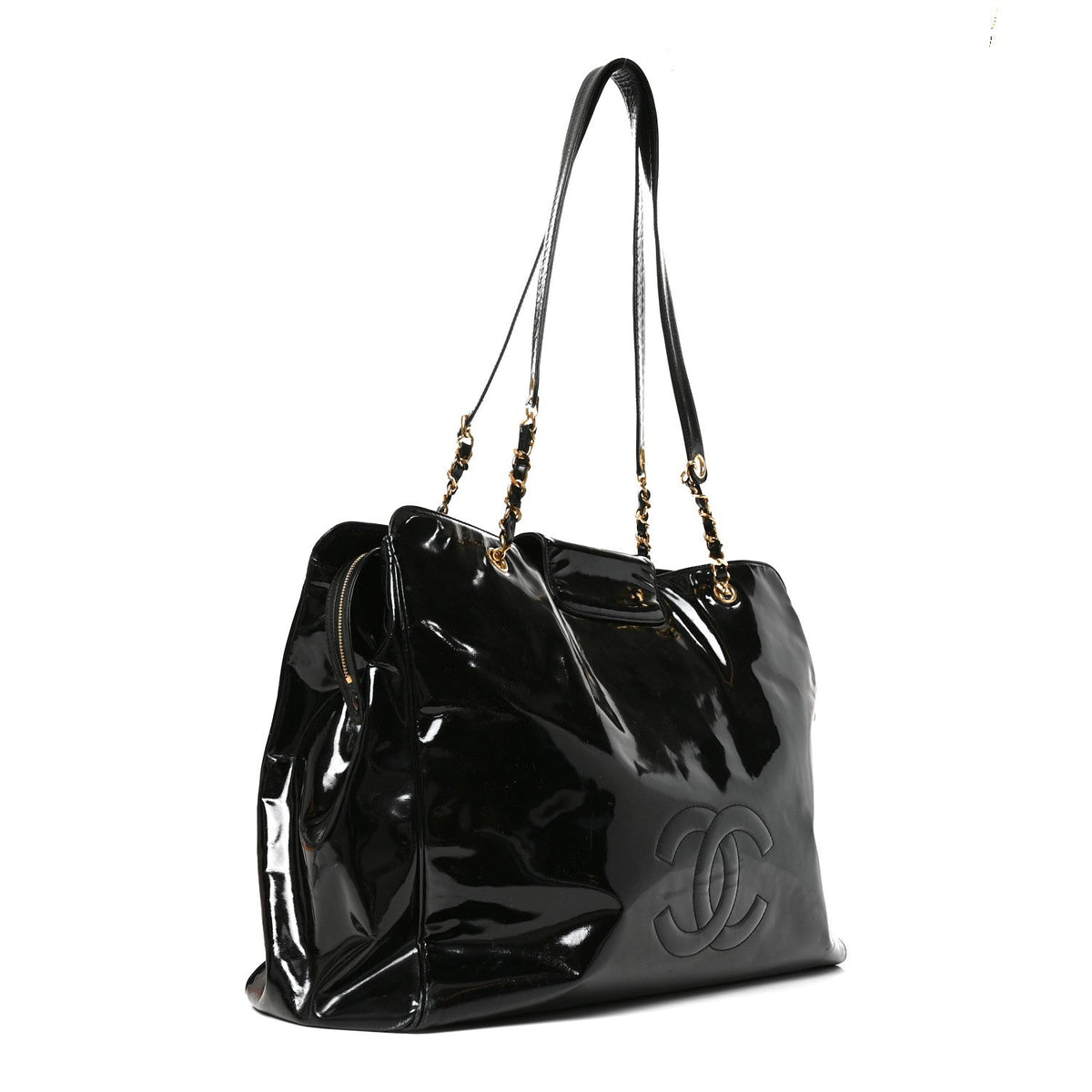 Patent Calfskin XL Weekender Bag Black
