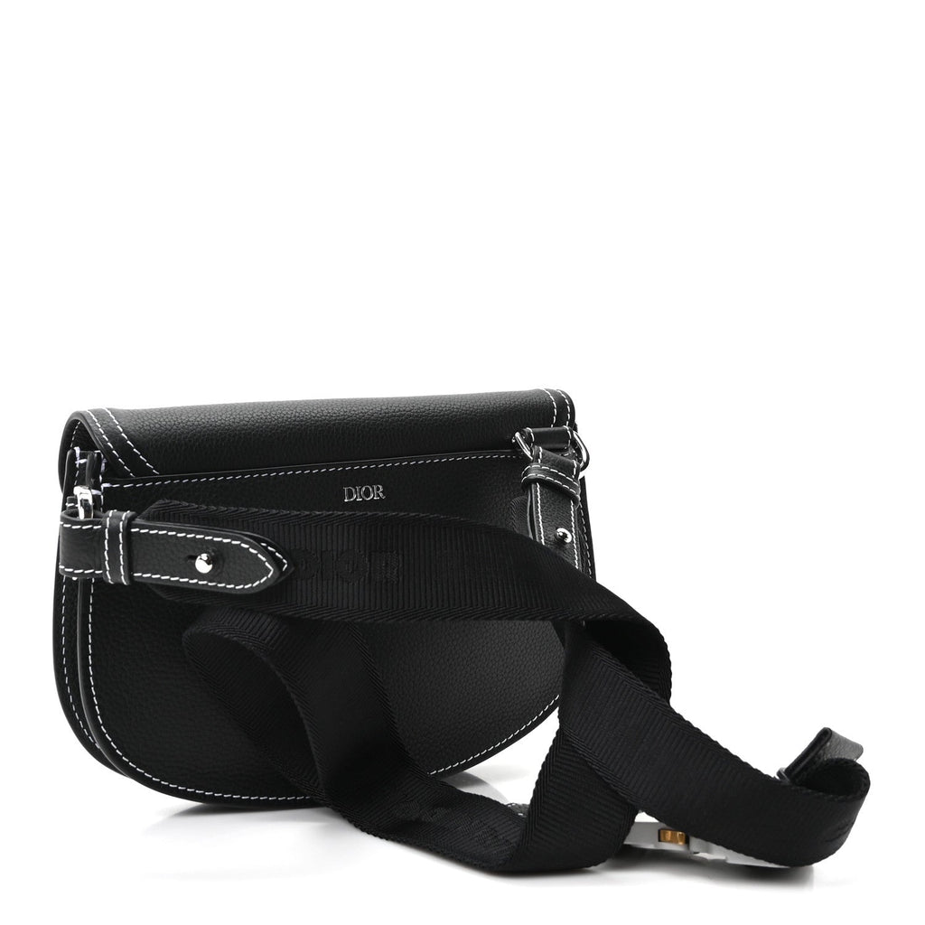 X KAWS Grained Calfskin Saddle Pouch Black