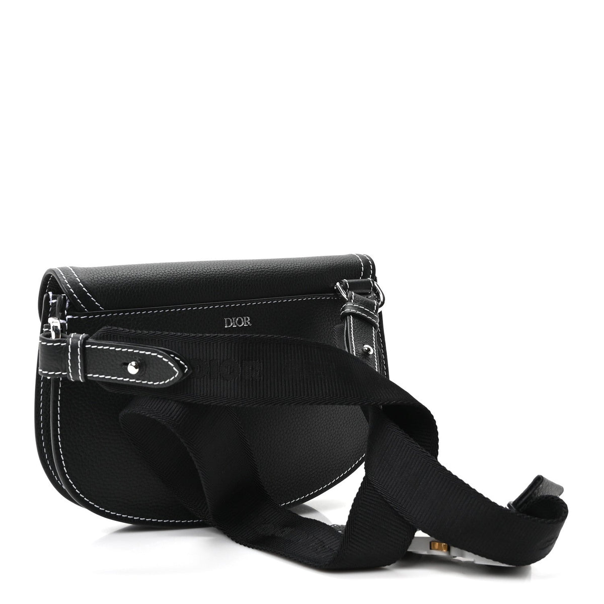 X KAWS Grained Calfskin Saddle Pouch Black