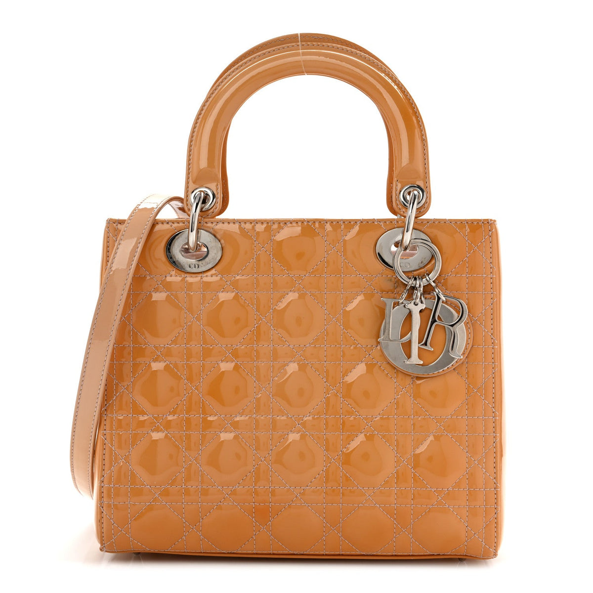 Patent Cannage Medium Lady Dior Beige