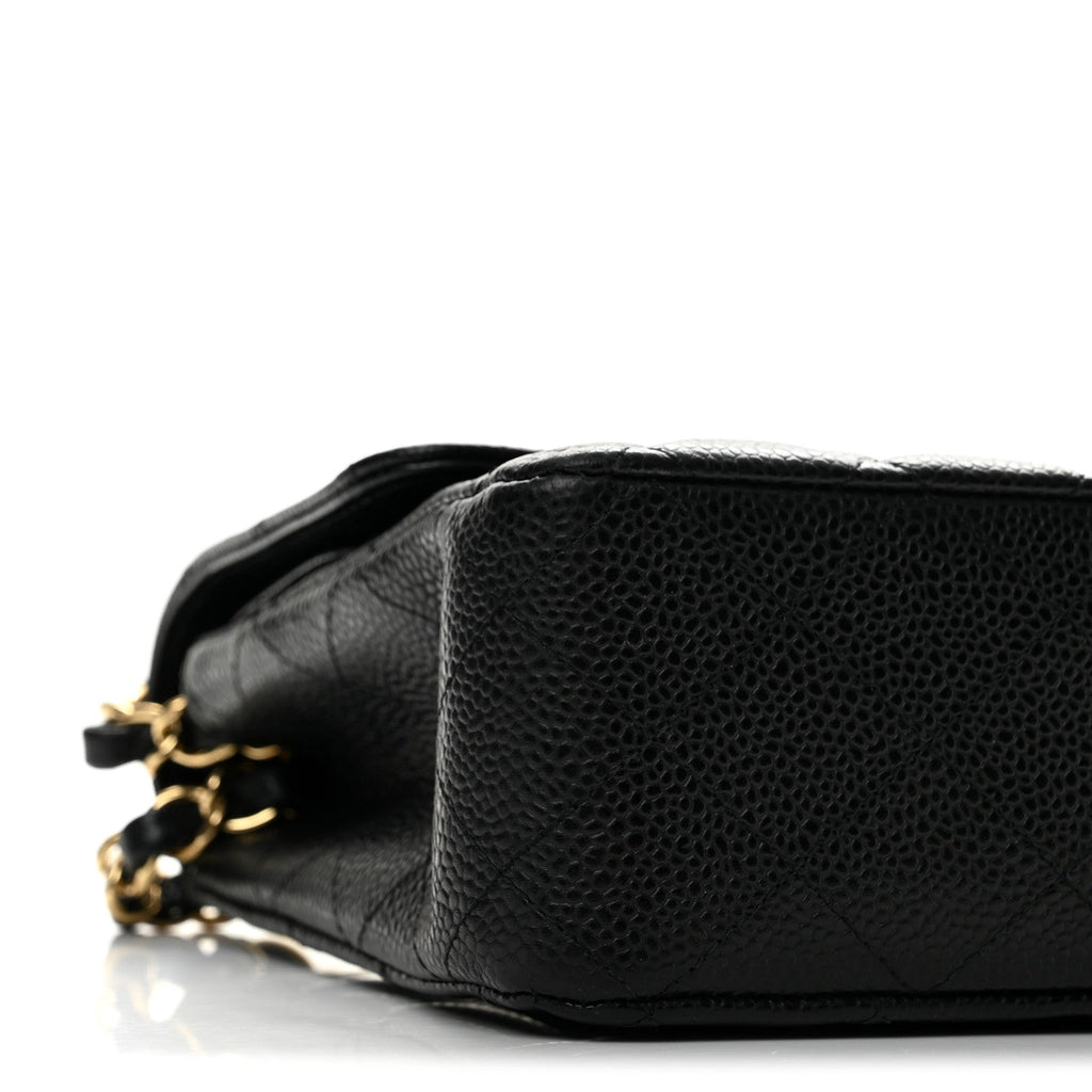Caviar Quilted Medium Double Flap Black