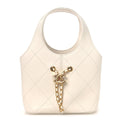 Calfskin Quilted Small Shopping Bag White