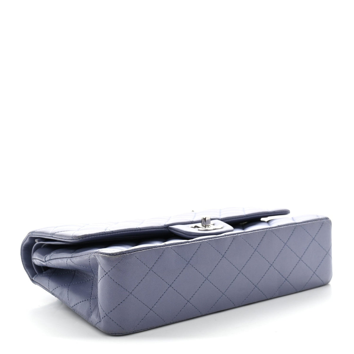 Lambskin Quilted Medium Double Flap Blue
