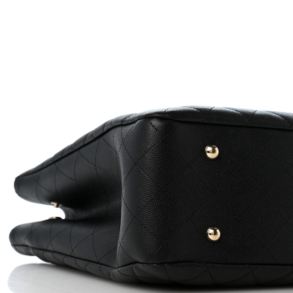Caviar Quilted Large Shopping Tote Black