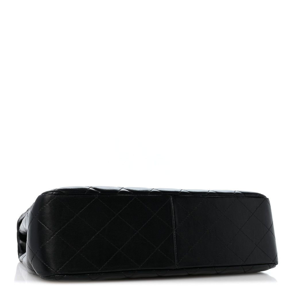 Lambskin Quilted Jumbo Single Flap Black