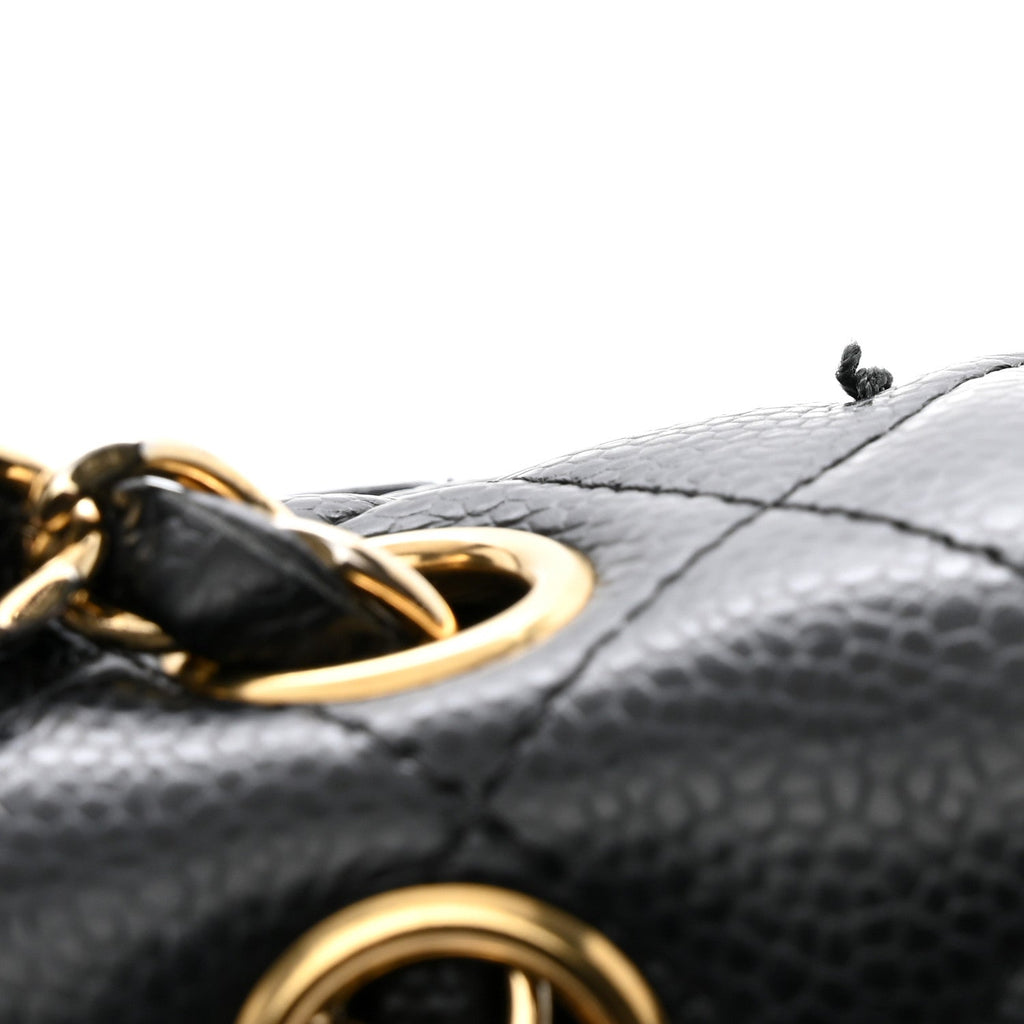 Caviar Quilted Small Double Flap Black