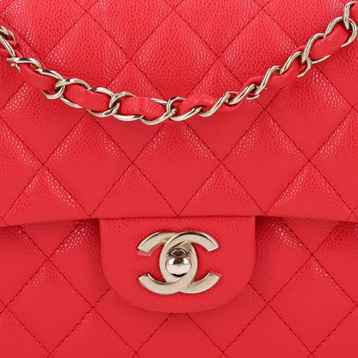 Caviar Quilted Small Double Flap Red