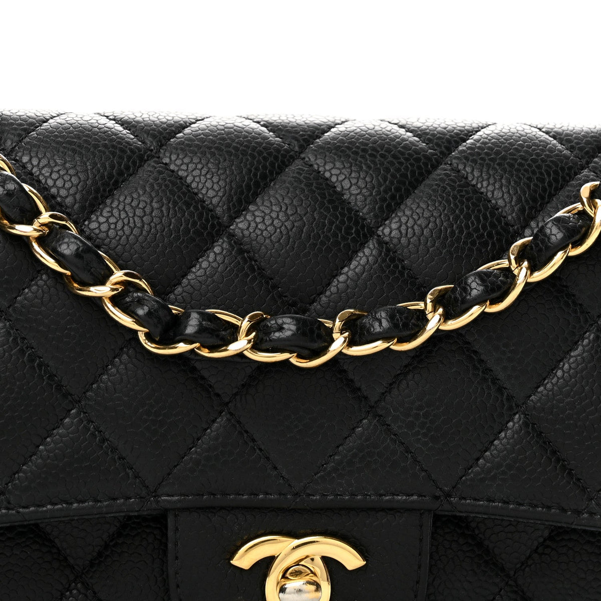 Caviar Quilted Small Double Flap Black