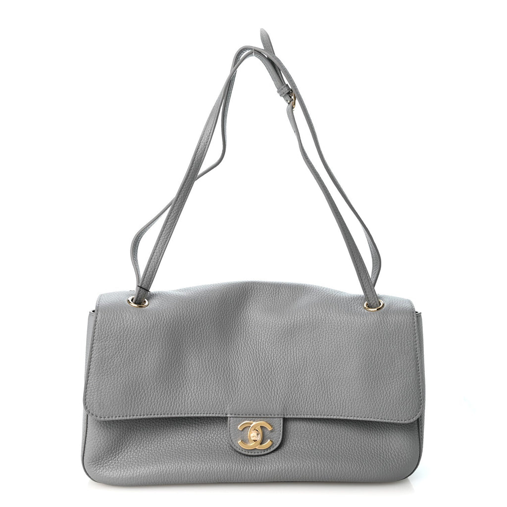 Grained Calfskin Small Souplissimo Maxi Flap Grey