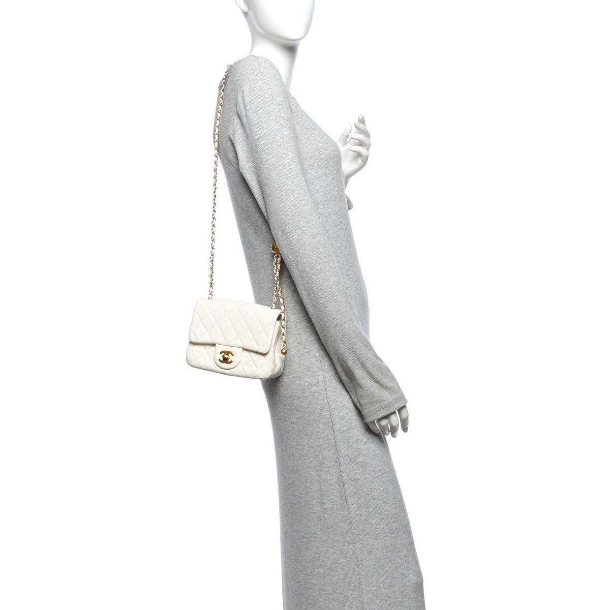 Lambskin Quilted Mini Pearl Crush Flap White