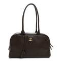 Calfskin Large Perfect Bowling Bag Dark Brown
