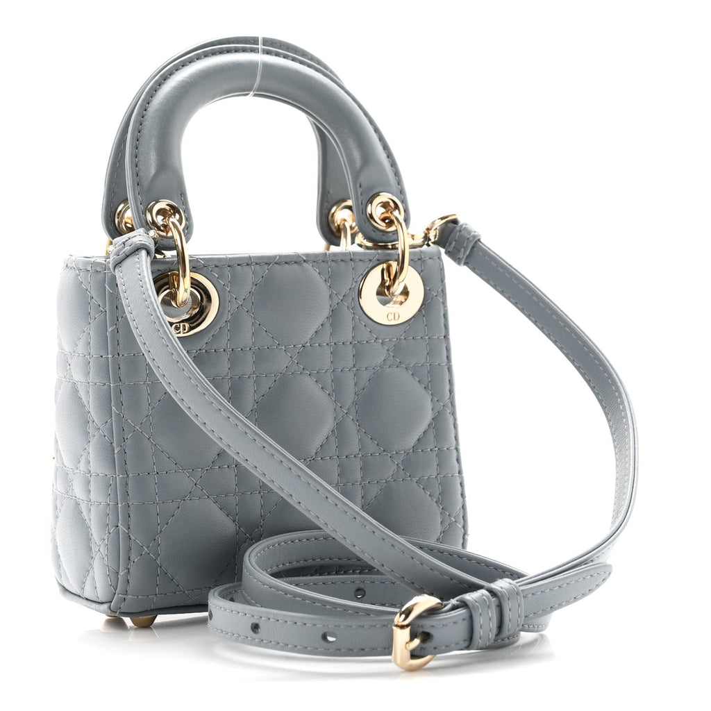 Lambskin Cannage Micro Lady Dior Cloud Blue