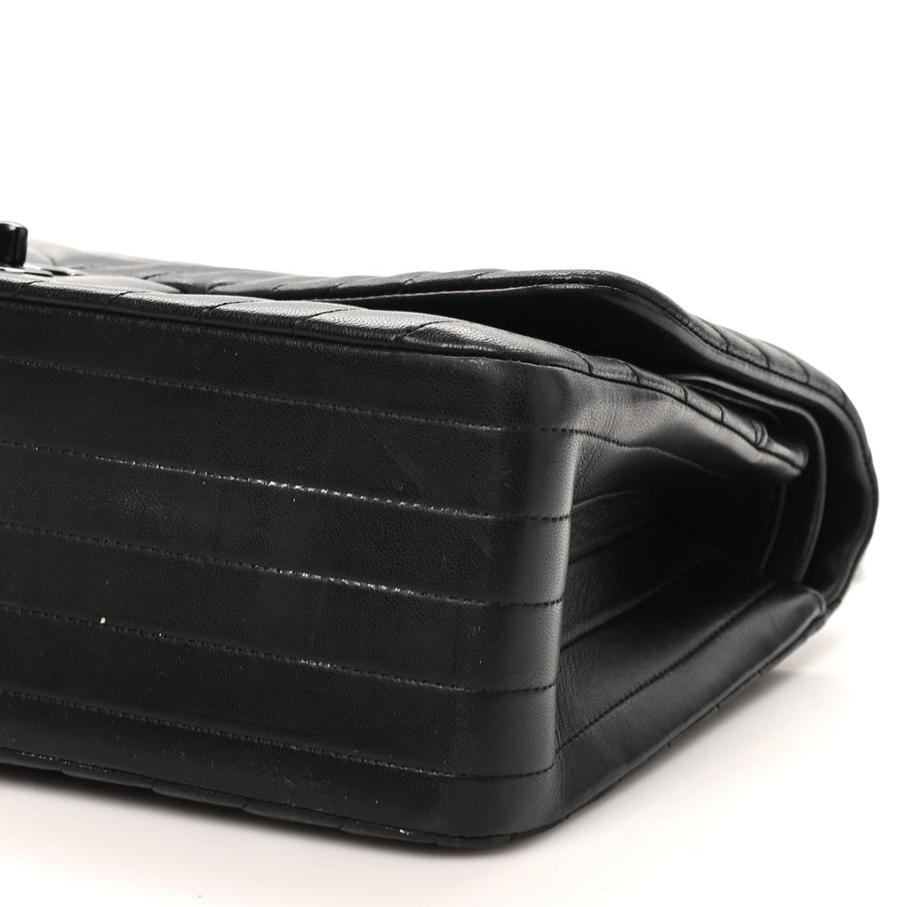Lambskin Chevron Quilted Jumbo Double Flap So Black