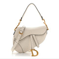 Grained Calfskin Saddle Bag With Strap Latte