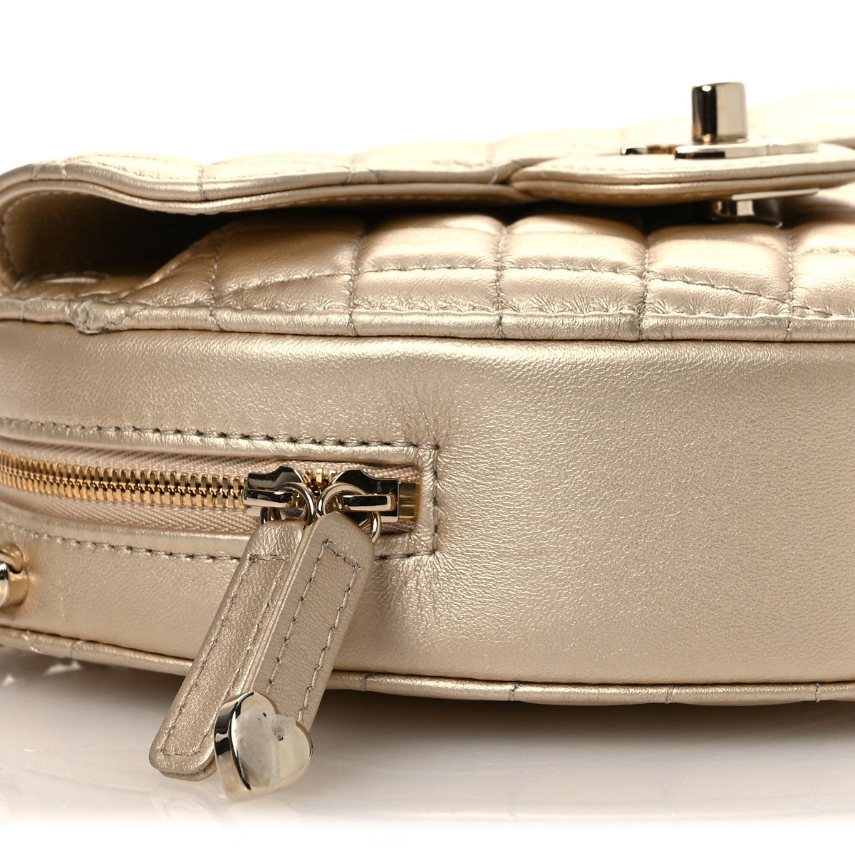 Metallic Lambskin Quilted CC In Love Heart Bag Gold