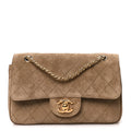 Suede Calfskin Mini Souplissimo Flap Dark Beige