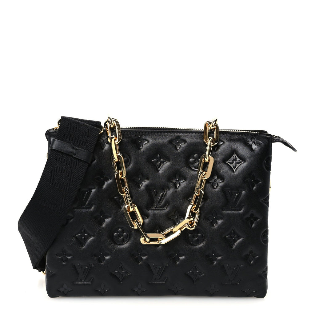 Lambskin Embossed Monogram Coussin PM Black