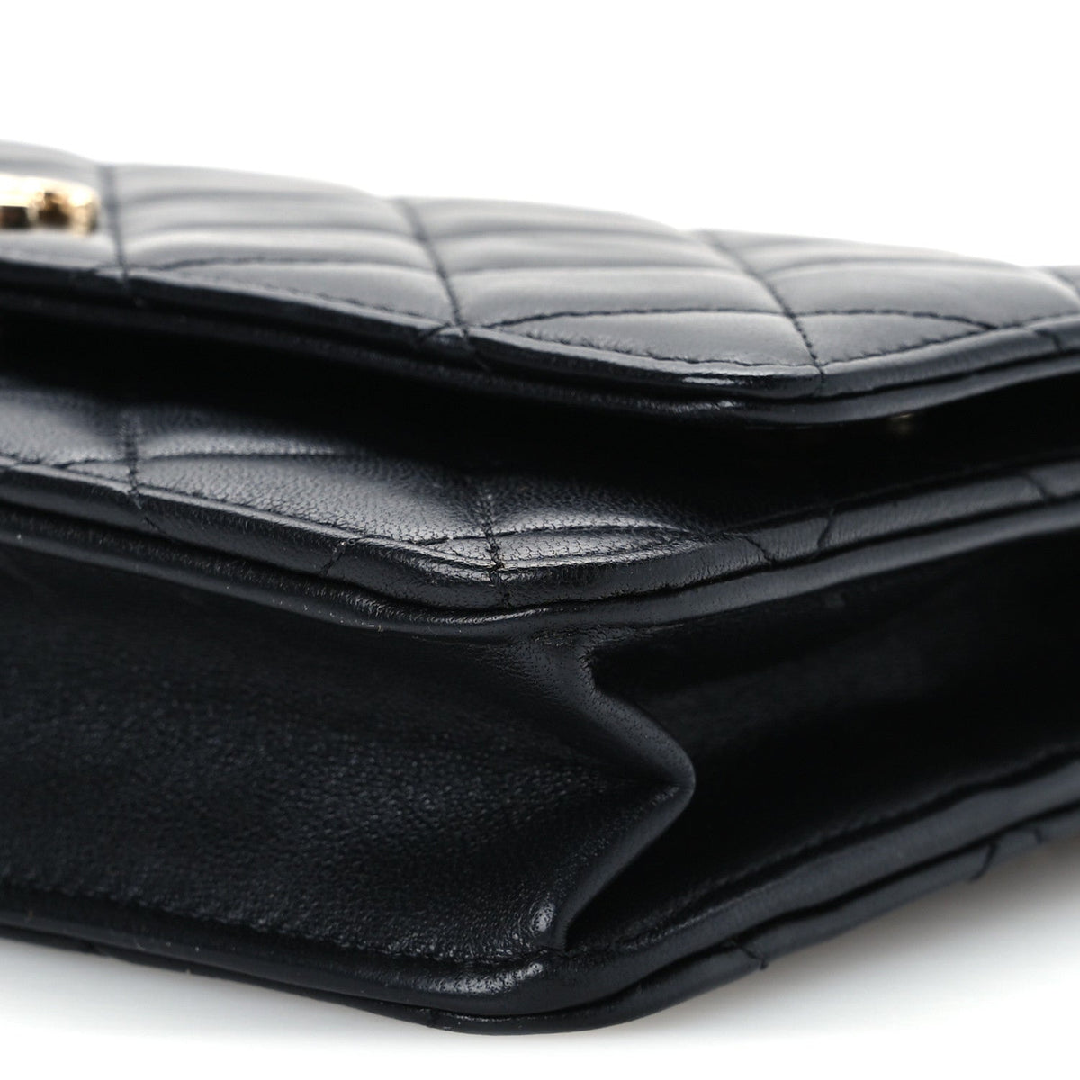 Lambskin Quilted Coco Charms Wallet On Chain Black