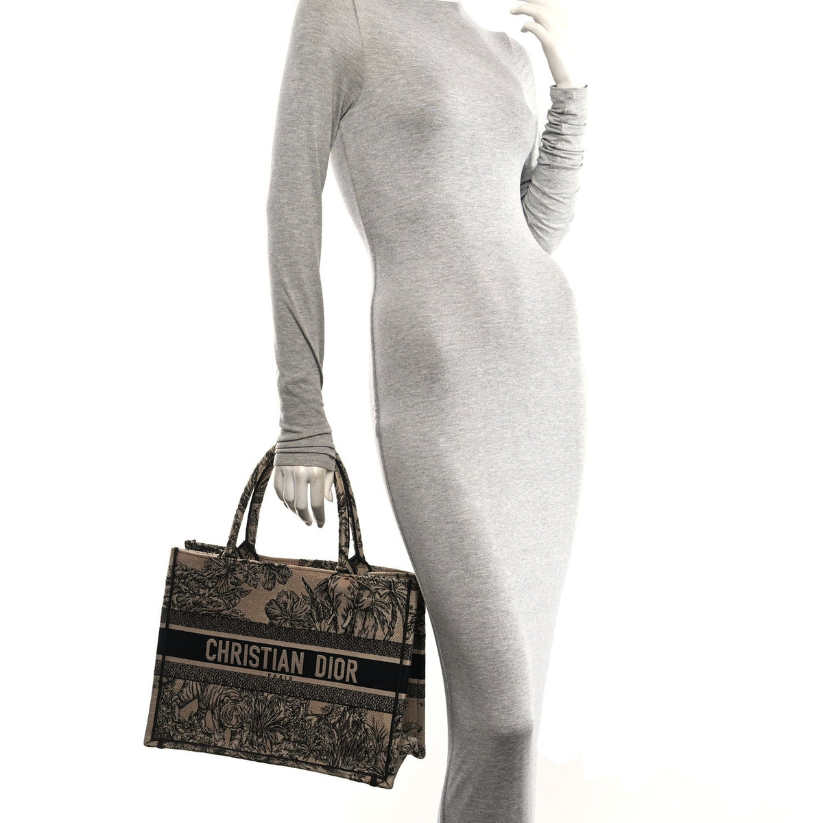 Canvas Embroidered Medium Dioriviera Toile De Jouy Book Tote Black
