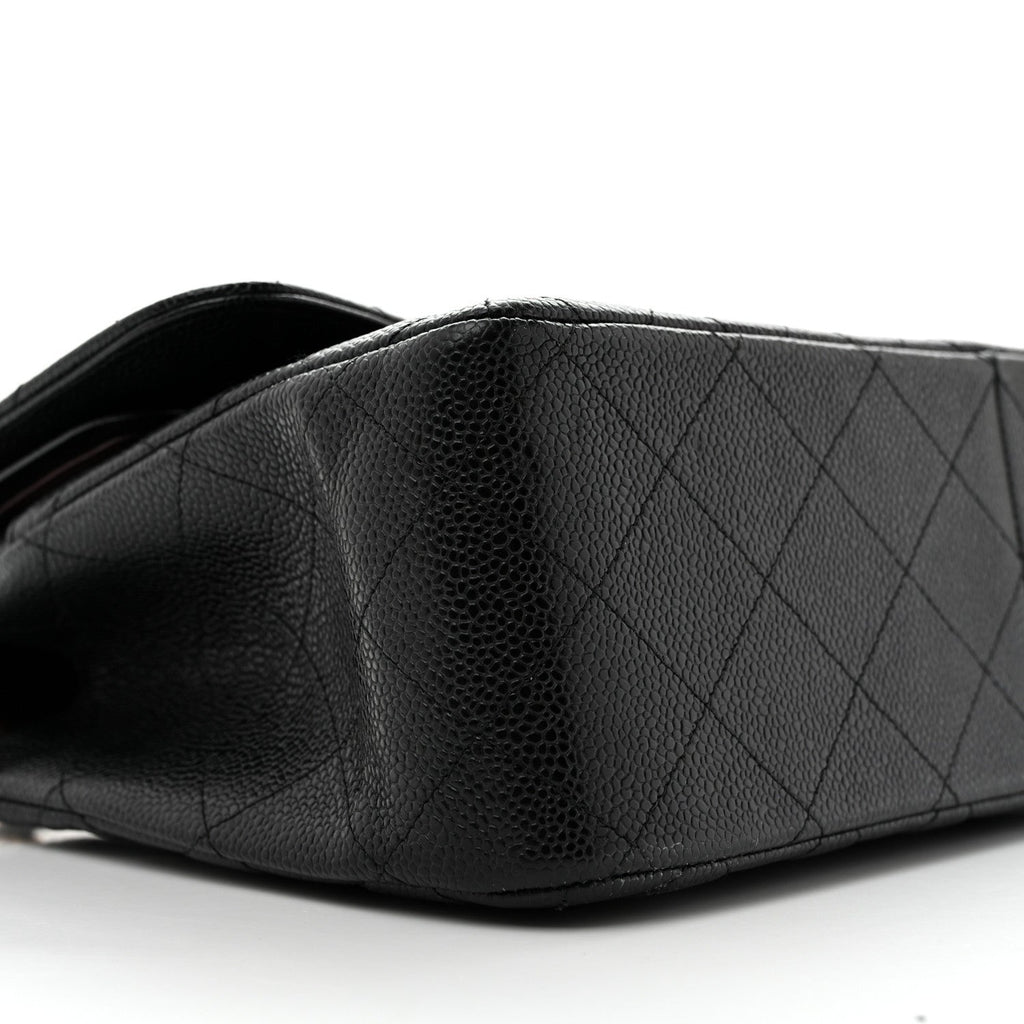 Caviar Quilted Jumbo Double Flap Black
