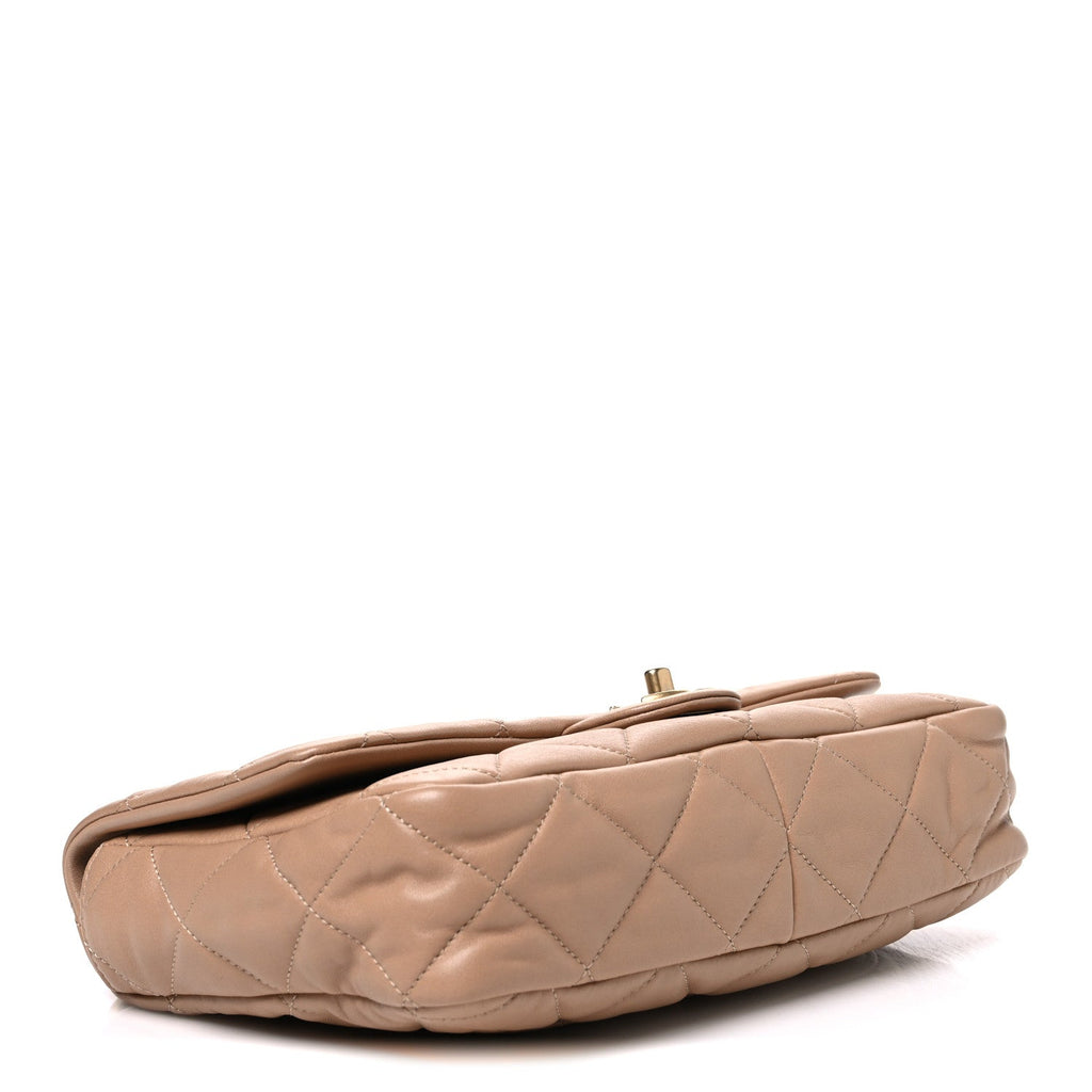 Lambskin Quilted Large CC Funky Town Flap Beige