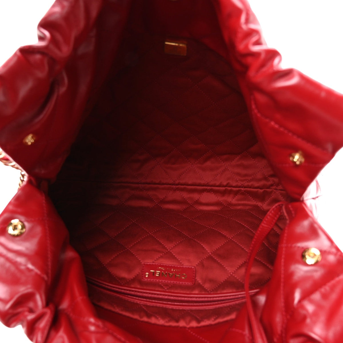 Shiny Calfskin Quilted Small Chanel 22 Red