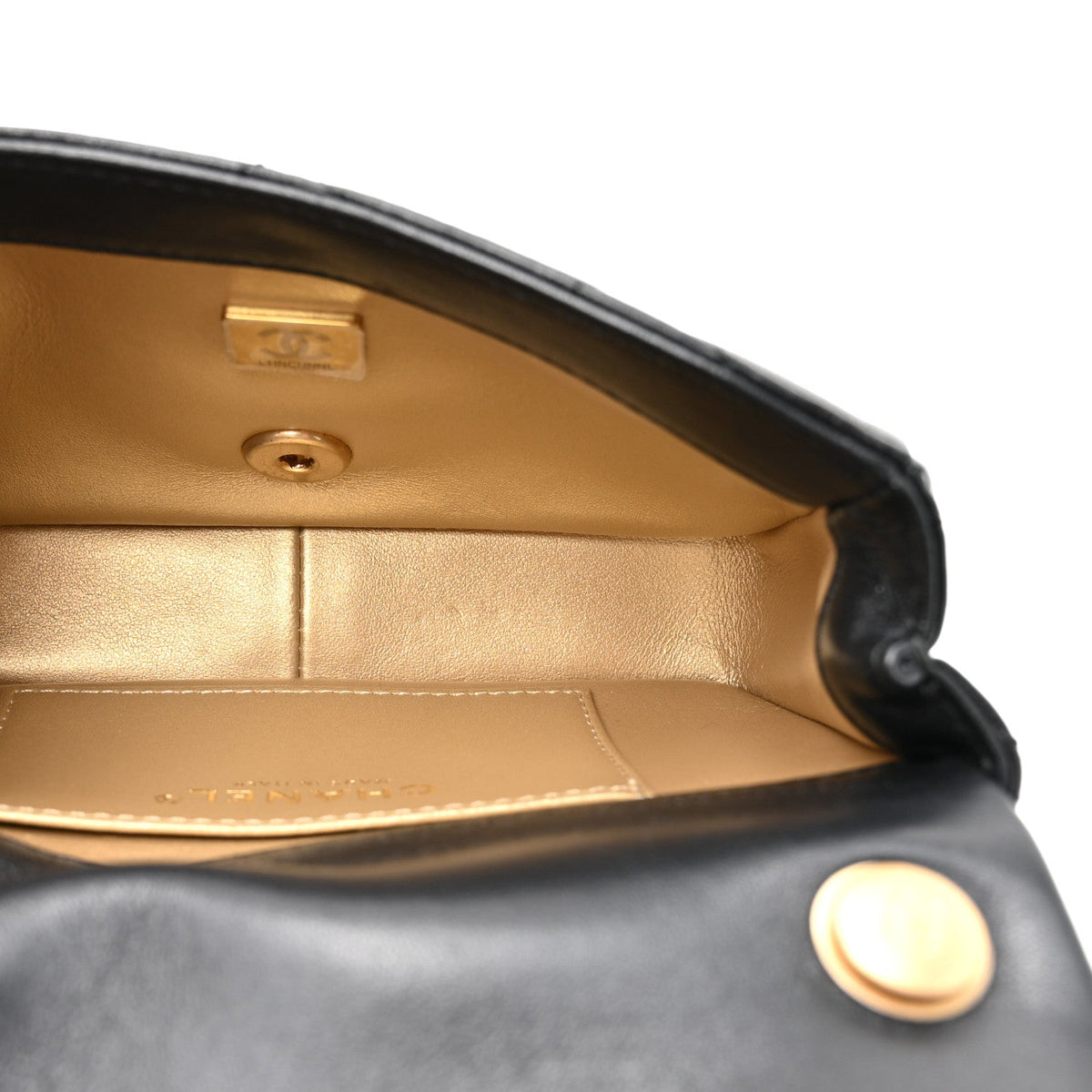 Lambskin Quilted Pearl Mini Flap Black Black