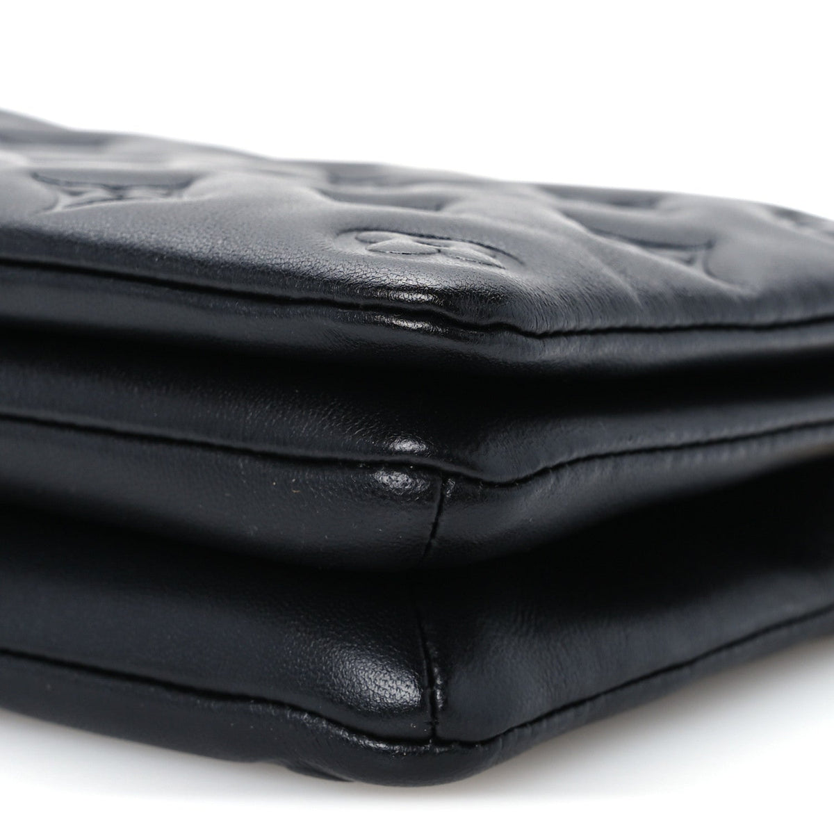 Lambskin Embossed Monogram Pochette Coussin Black