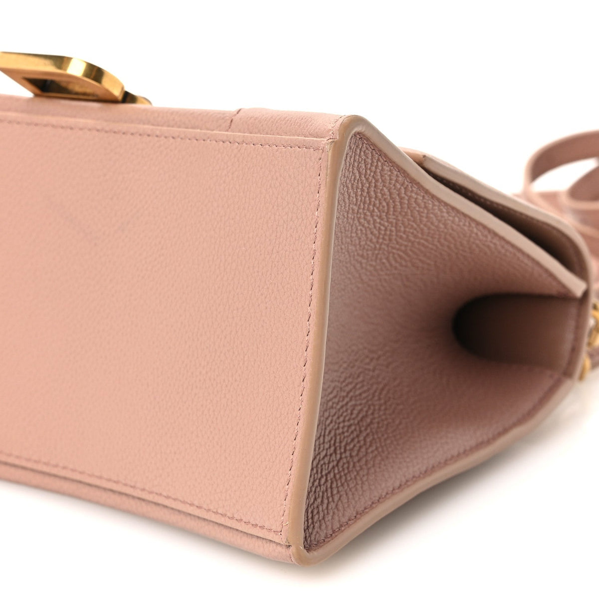 Grained Calfskin Small Hourglass Top Handle Bag Nude Beige
