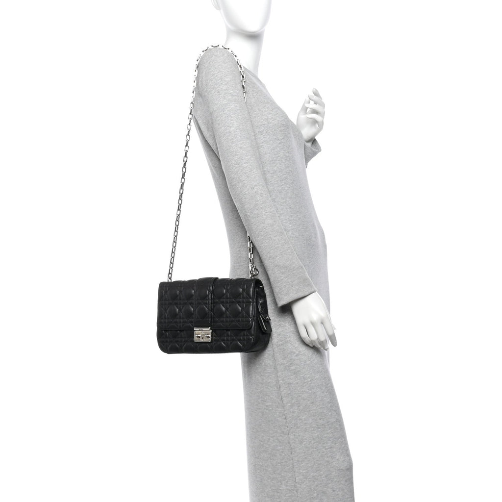 Lambskin Cannage Medium Miss Dior Flap Black