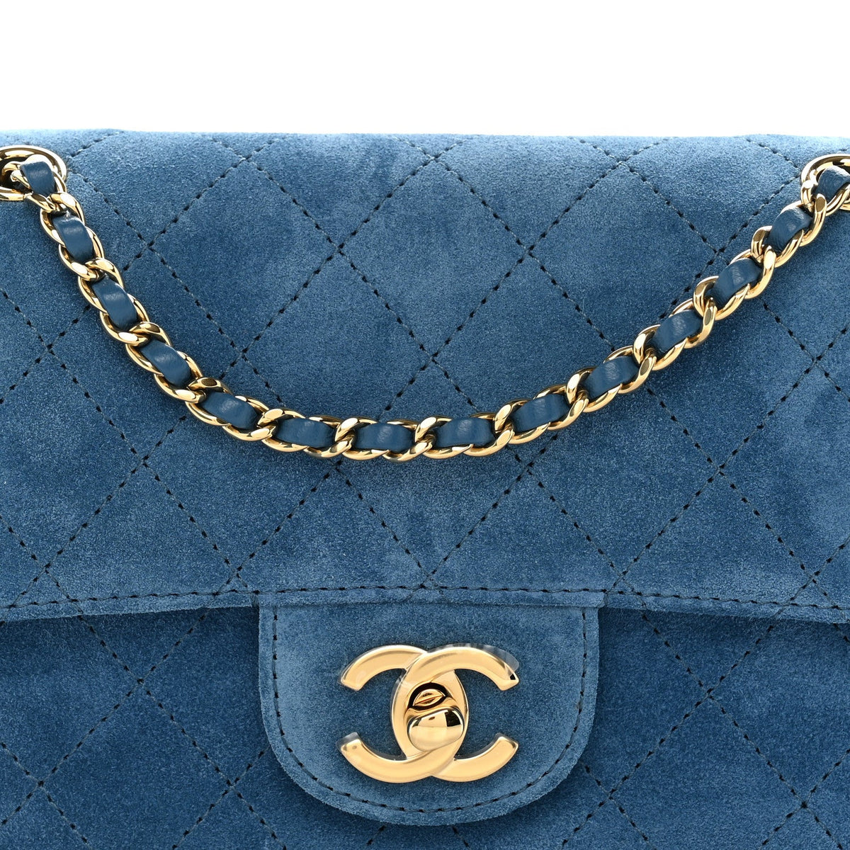 Suede Calfskin Mini Souplissimo Flap Blue