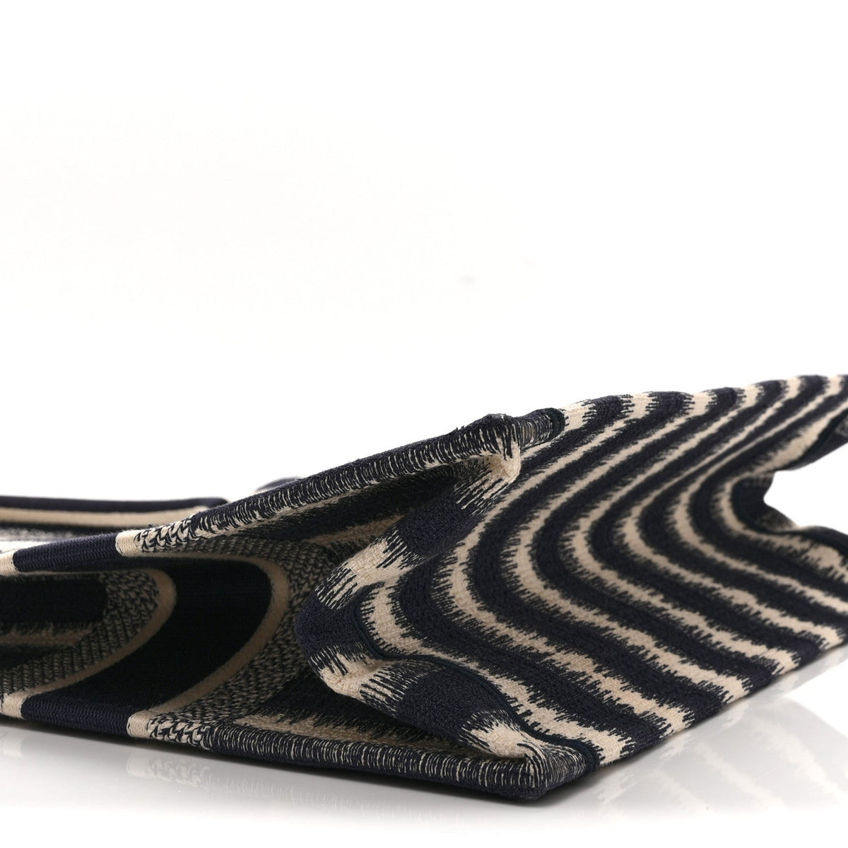 Canvas Embroidered Medium Striped Book Tote Navy