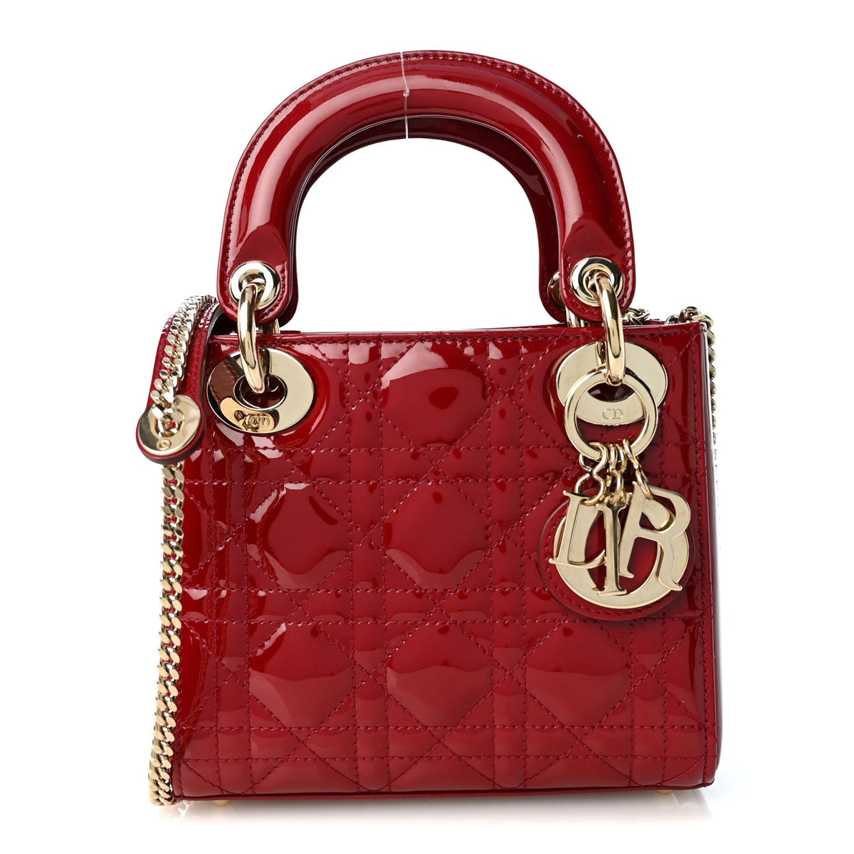 Patent Cannage Mini Lady Dior Red