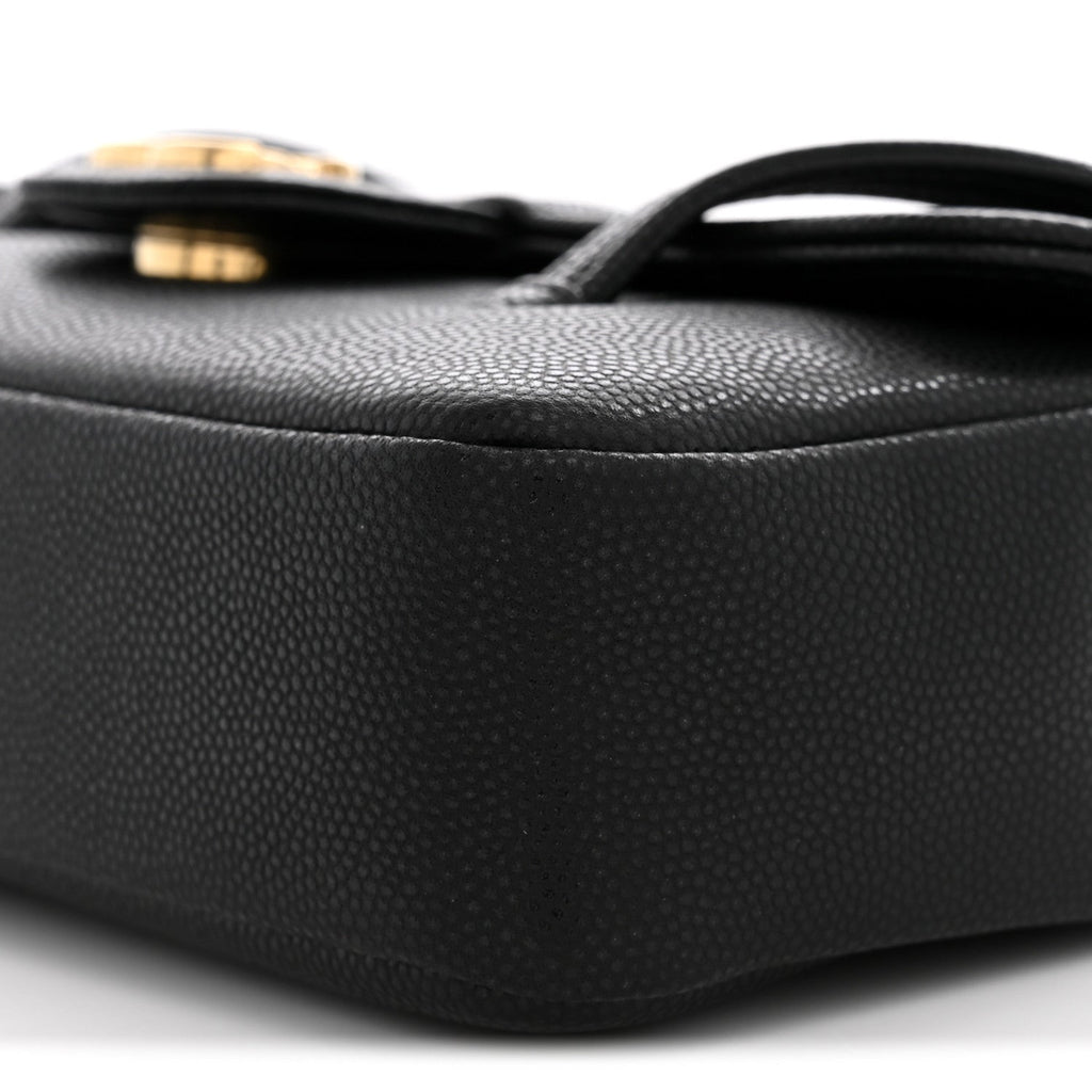 Shiny Caviar Mini Preppy Coco Shoulder Bag Black