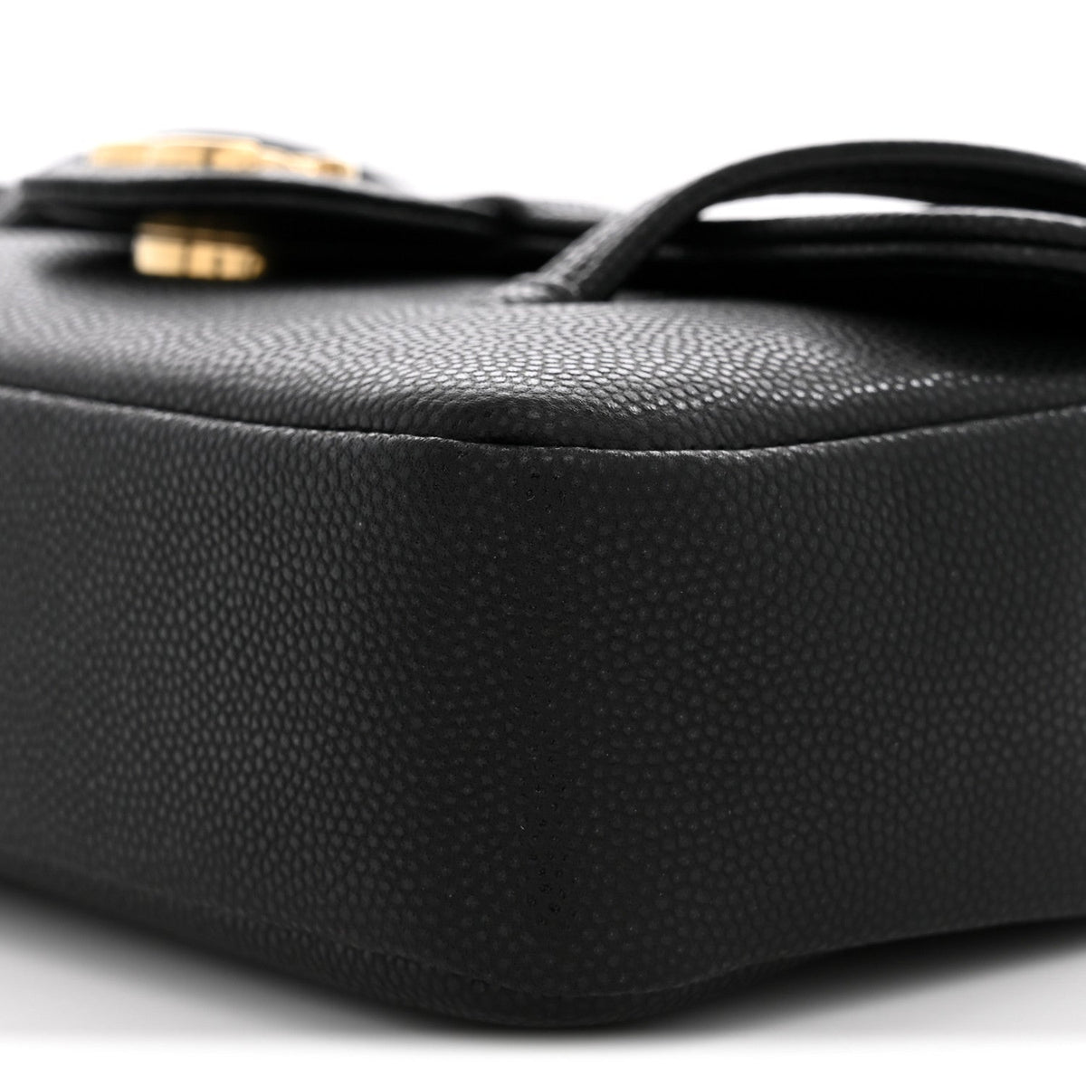 Shiny Caviar Mini Preppy Coco Shoulder Bag Black